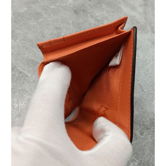 MCM Hot Pink Orange Leather Dual Color Snap Bifold Compact Wallet - Picture 7 of 12